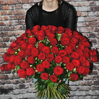 101 Premium-Rosen Red Naomi (Rot) +Passende Vase